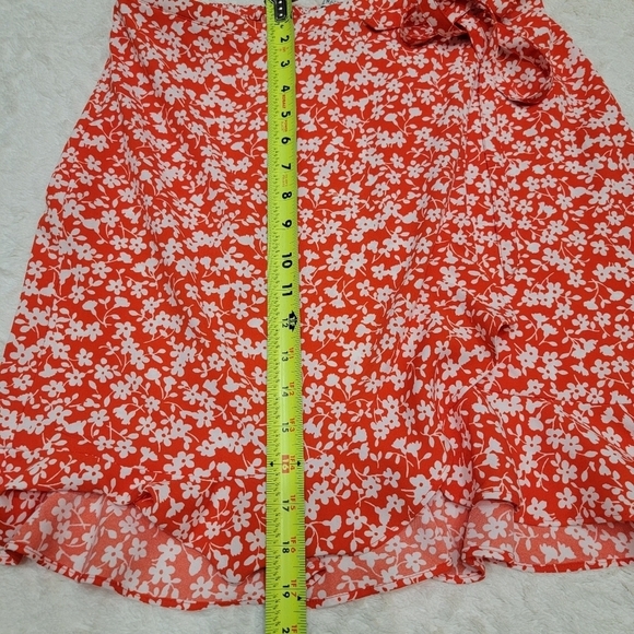 NWT J. Crew coral floral skirt.  Faux wrap.  Stretch waist. Ruffle Hem. … - Picture 14 of 16